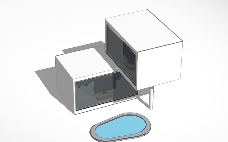 3D design A modern house, only 2 livingrooms - Tinkercad