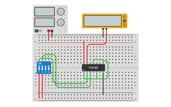 Circuit design 74HC02 - Tinkercad