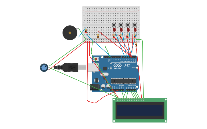 Circuit design DIY Reaction Time Game - Tinkercad