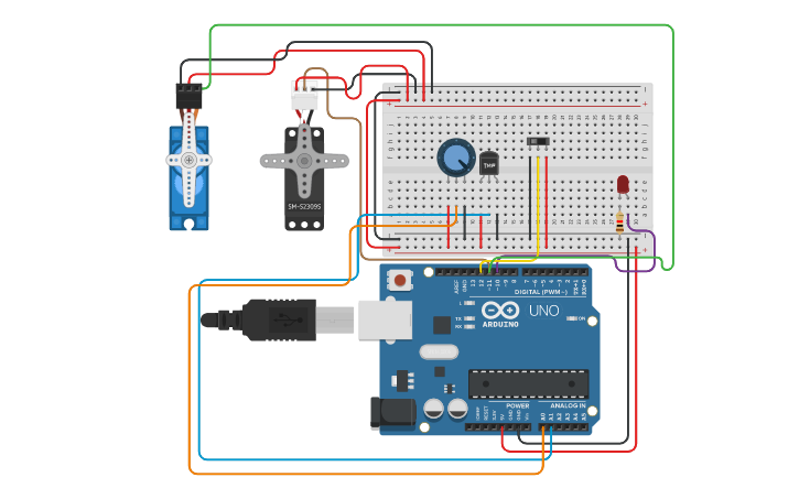 Circuit design 2 servo motor control with potentiometer and temperature ...