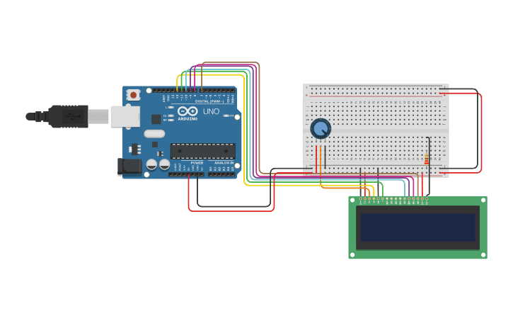 Circuit design LCD ekran çalıştırma - Tinkercad