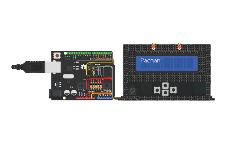 Arduino Packman Circuit design GAME = PAC MAN - Tinkercad