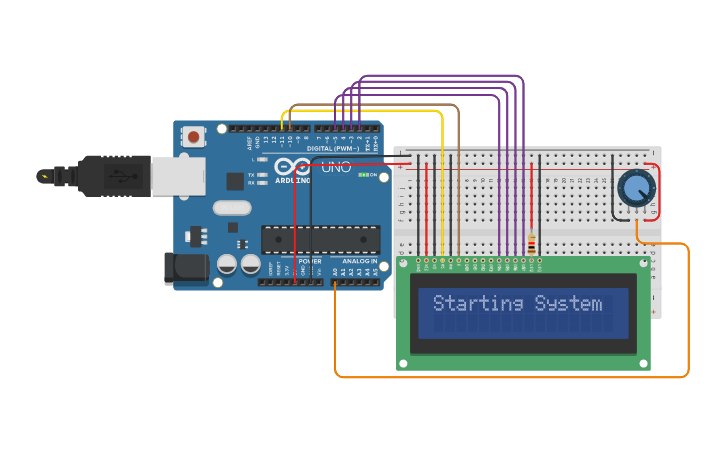 Circuit design Arduino DIY Potentiometer Value Display on LCD 16x2 ...