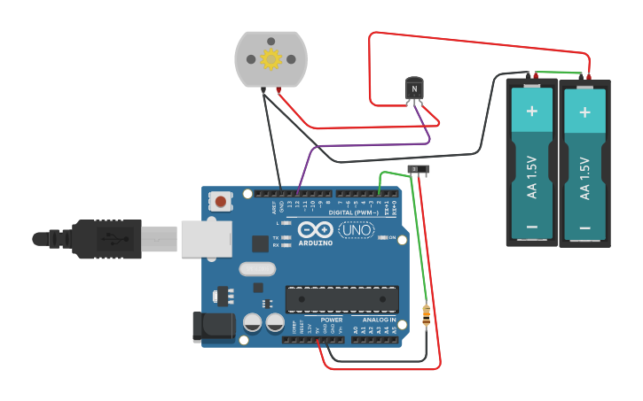 Circuit design operate motor with arduino and transistor - Tinkercad