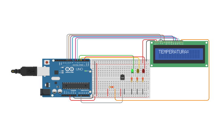 Circuit design Sensor de Temperatura Con Pantalla LCD - Tinkercad