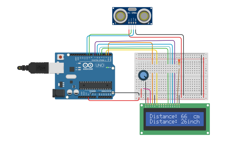 Circuit design Distance Measurement - Tinkercad