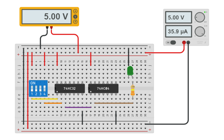 Circuit design Combinational Logic Gates 2 (NOR) - Tinkercad