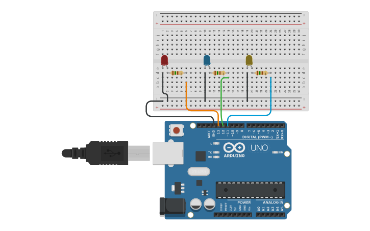 Circuit design Multiple LED - Tinkercad