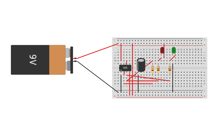 Circuit design Flashing Lights - Tinkercad