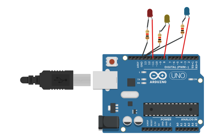 Circuit design Arduino led - Tinkercad