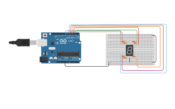 Circuit design Display de 7 segmentos - Tinkercad