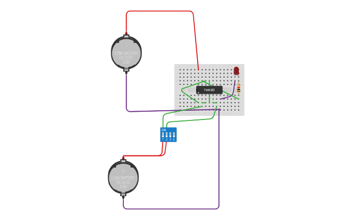 Circuit design AND USING NOR ONLY - Tinkercad