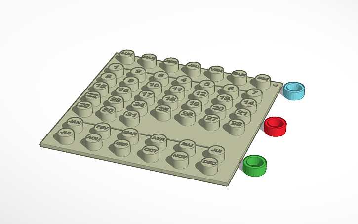 3D design perpetual calendar - Tinkercad
