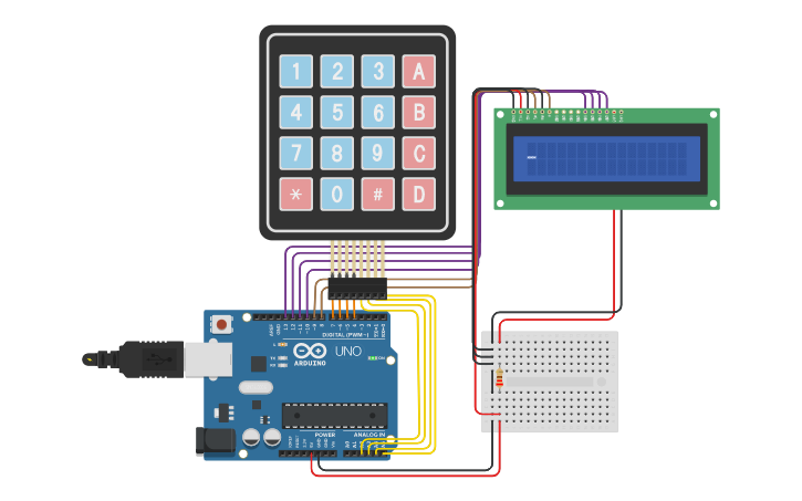 Circuit design Arduino with LCD and a keypad - Tinkercad