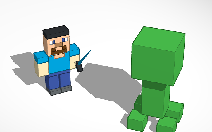 3D design minecraft steve vs creeper - Tinkercad