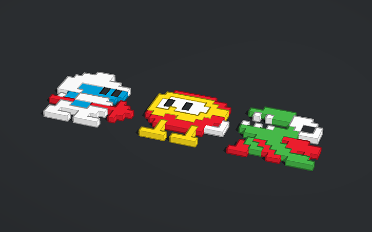Dig Doug Graphics 3D design dig dug sprites - Tinkercad