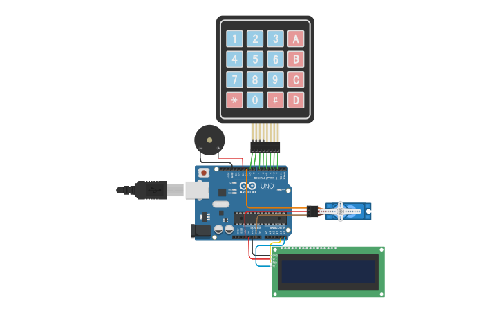 Circuit design Arduino Keypad Lock - Tinkercad
