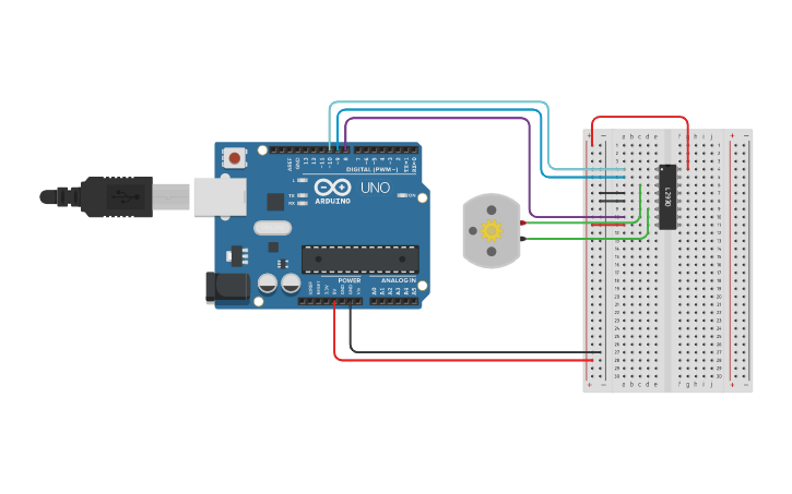 Circuit design DC Motor With H-Bridge - Tinkercad