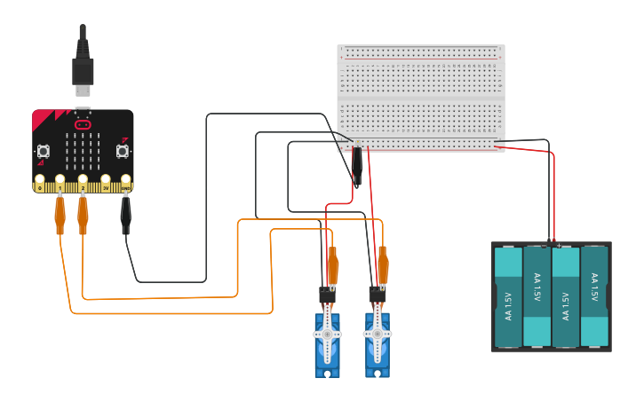 Circuit design micro:bit com montagem tradicional - Tinkercad