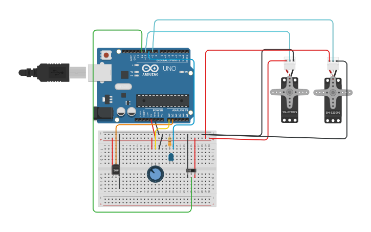 Circuit design 2 servo motor control with POT temperature sensor ...