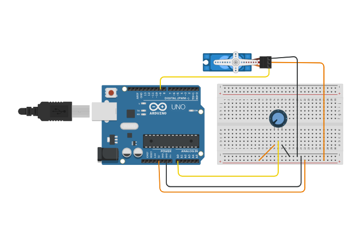 Circuit design Servo Motor Control using Potentiometer - Tinkercad