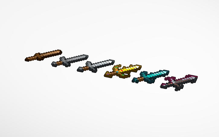 3D design Minecraft reskinned swords 2 - Tinkercad