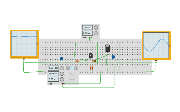 Circuit design TRANSISTOR AMPLIFIER - Tinkercad