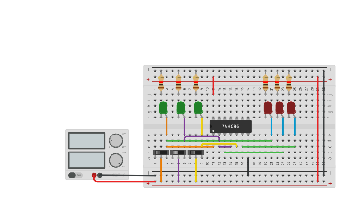 Circuit design 12) 3 Bit Binary to Gray Code Converter - Tinkercad