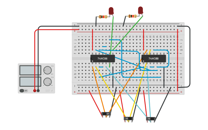Circuit design LAB 3 Part B Full Adder - Tinkercad
