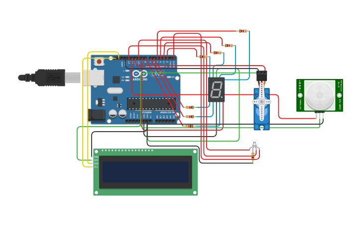 Circuit design Servo Motor with 7 Segment Display - Tinkercad