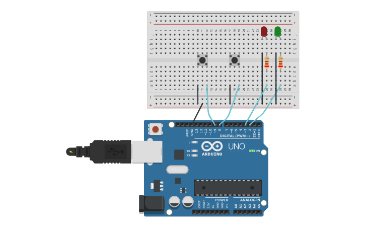 Circuit design pulsadores 3 - Tinkercad