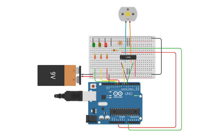 Circuit design Light Controller Fan - Tinkercad