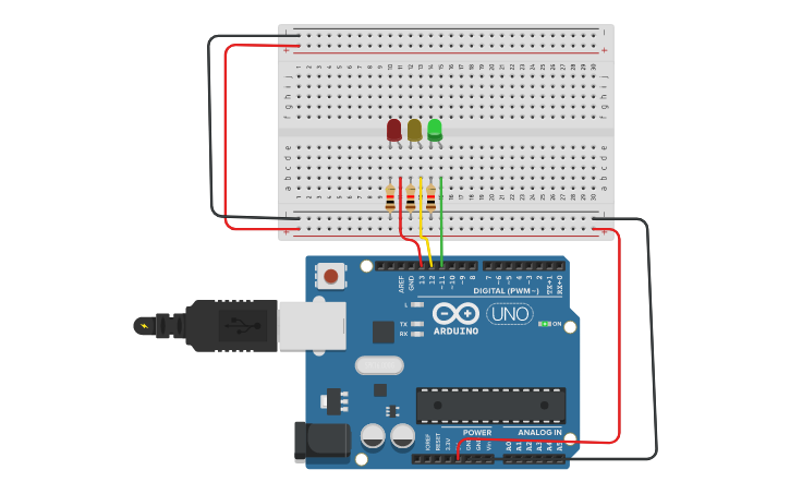 Circuit design Multiple LED Control - Tinkercad