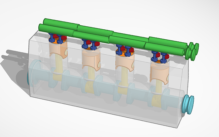 3D design Inline 4 Engine (Timing Update) - Tinkercad