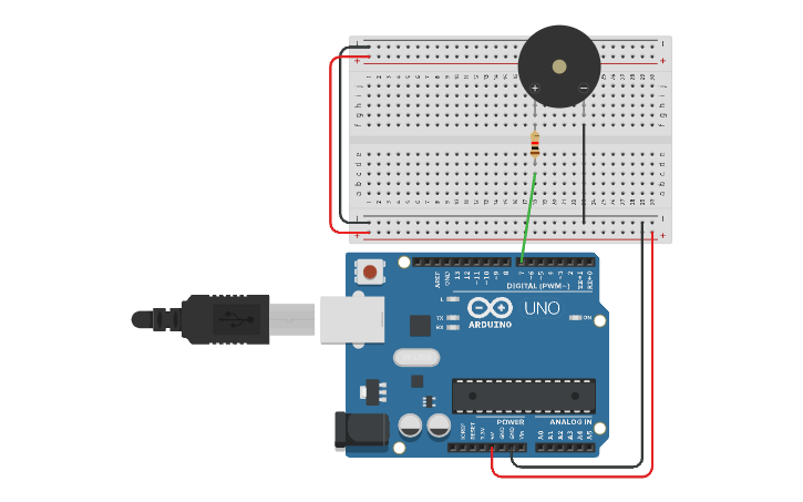 Circuit design Buzzer - Tinkercad