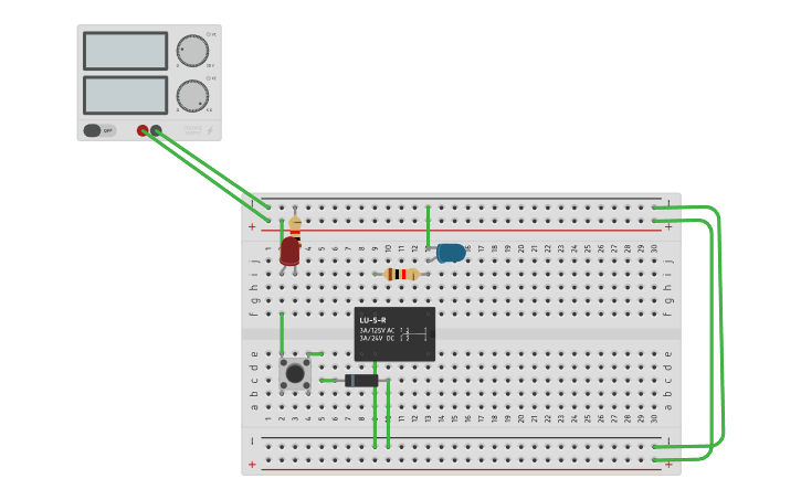 Circuit design Relay + Led - Tinkercad
