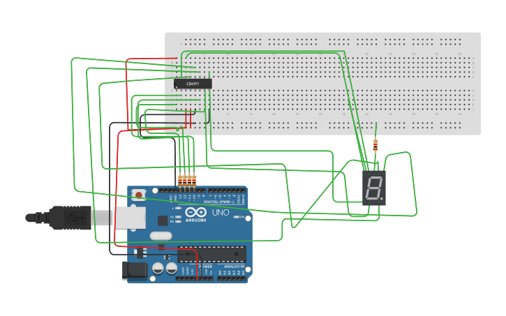 Circuit design 7 segment - Tinkercad