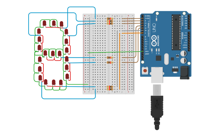 Circuit design 7 Segment - Tinkercad